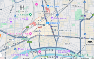 梅田中心の地図
